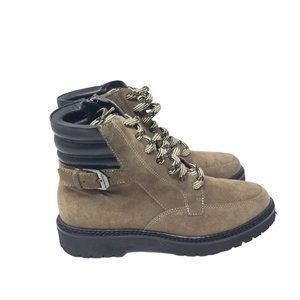 Aquatalia Mayra Hiking Boots Suede Lace Up Zipper Size 8 Brown Tan